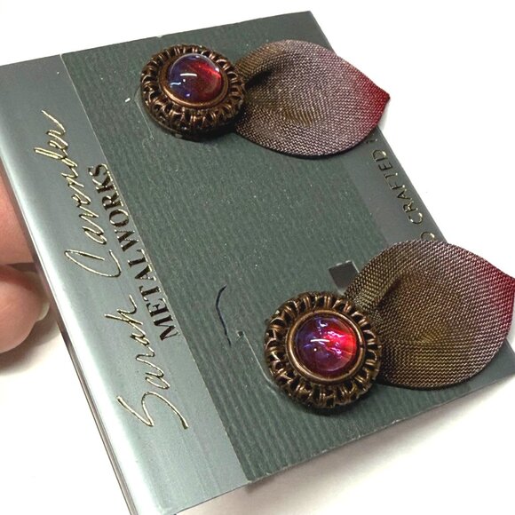 New Sarah Cavender Metalworks Handcrafted Earrings metal mesh - Picture 3 of 4